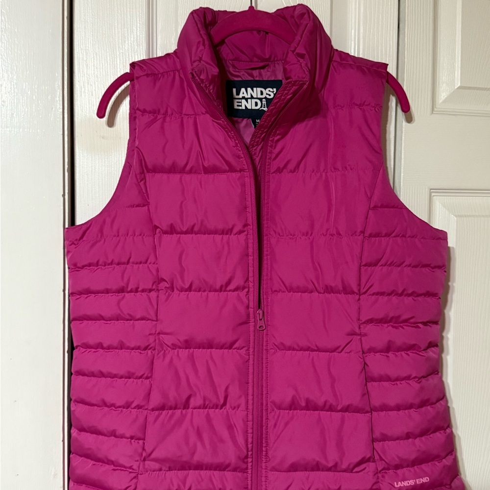 Lands' End Magenta Puffer Vest